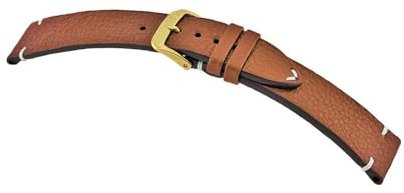 MANUFAKTURWERK Uhrenarmband Altona | Leder | für Damen und Herren | goldene Schließe, Größe:M (Standard). 19/16 mm, Farbe:Cognac