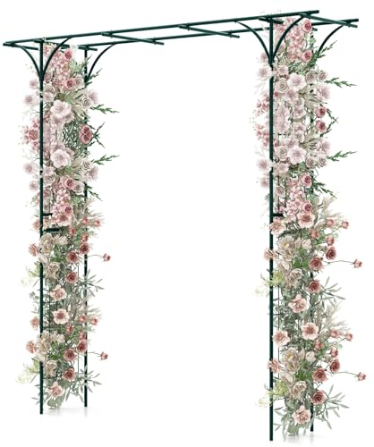 RELAX4LIFE Rosenbogen 205x52x206 cm, Rosenspalier aus Metall, Gartenbogen für Kletterpflanzen, Torbogen Garten, Rankbogen für Hochzeit Party Hinterhof Veranda (Grün)