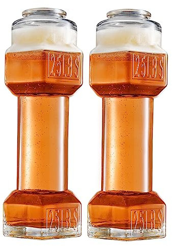 Dumbbell Beer Glasses, Giant Lifting Beers 26oz Glass | Large Weightlifting to Scale Funny Beer Mug | Birthday, Christmas Men & Women, Dad Cool Whiskey & Water Glasses Perfect, Gifts - 2 Set