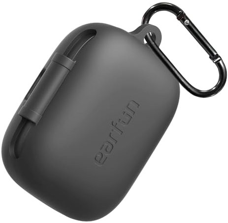 EarFun Silikon Hülle for EarFun Air Pro 4, Voller Schutz Silikon Schutzhülle mit karabiner, Schwarz