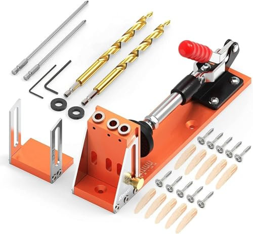 XDOVET Pocket Hole Jig Kit, Professionelle und aktualisierte Ganzmetall-Taschenschraubenschablone