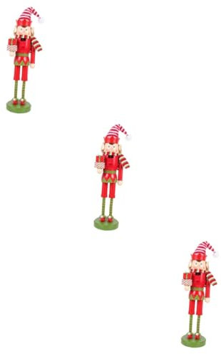 PRETYZOOM 3 Pezzi Di Bandiera Da Tavolo Natalizia Schiaccianoci Decorazione in Legno Per La Scrivania