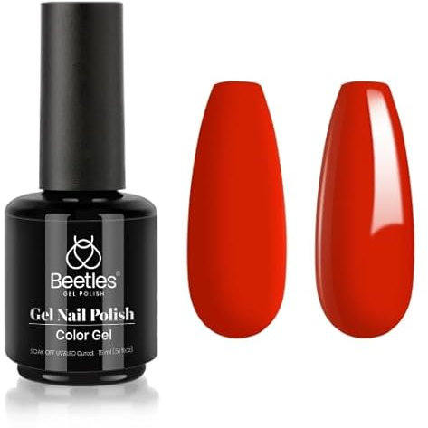 Beetles UV Gel Nagellack - 15 ml Echtes Rot Gel Nail Polish Neujahr rot Gellack Nagelgel für Anfänger Nagelgel Nagelkunst DIY