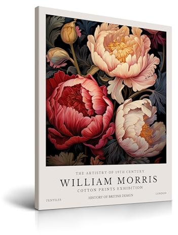HesenDot William Morris Peony Framed Wall Art,30x40CM Floral Poster Wall Decor,Vintage Cotton Prints Exhibition Canvas Home Decoration for Living Room Study Bedroom Hallway,Set of 1