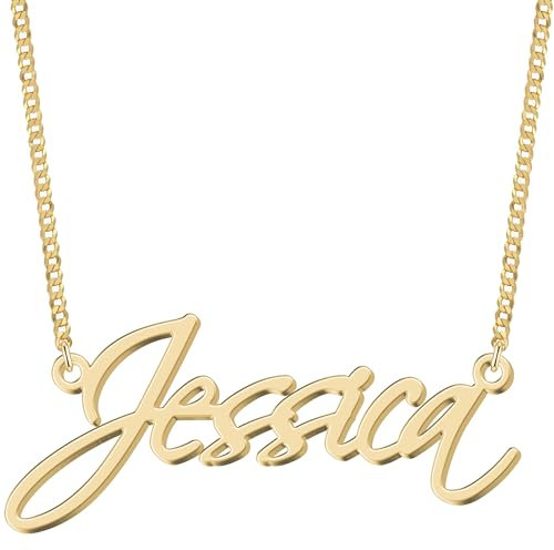 UMAGICBOX Custom Name Necklace for Women and Teens - Personalized Jewelry in Sterling Silver/Stainless Steel with Gold Plating, Gift for Birthdays, Anniversaries, Christmas, Mother's Day (Gold)
