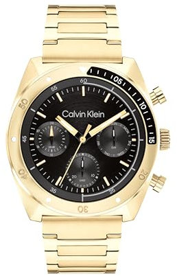 Calvin Klein Multi Zifferblatt Quarz Uhr für Herren Kollektion CK Flex mit Goldfarben Edelstahlarmband - 25200465