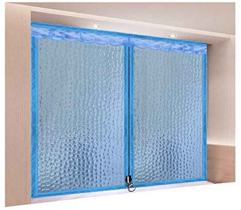 MNIHSFRTY Winter-Fenster-Isolierfolie, Wärmedämmung, Eva-Kunststoff, weiche Folie, Fenster-Windschutzscheibe, Kunststofffolie, regendicht, Schneeschutz, Reißverschluss-Design, 43 Größen (Far