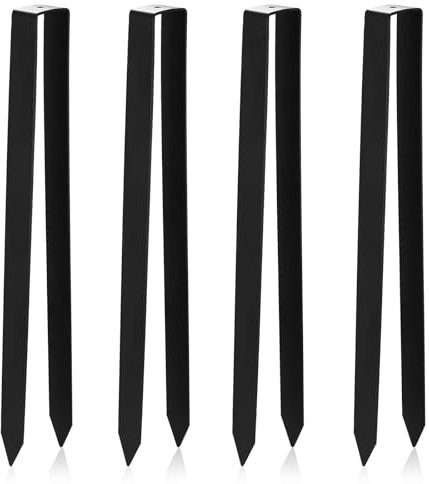 4 PcsGarden Pegs, Black Garden Staples, Garden Ground Pegs Heavy Duty Ground Rebar Stakes, 11.8 Metal U Peg Tent Nails Anchors Trampoline Peg Pins for Camping Netting Weed Control Fabric