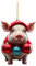 Xmas Deko, Weihnachtsdeko Schwein Anhänger Schwein Weihnachtsbaumschmuck Lustige 2D Acryl Anhänger Christbaumschmuck Geschenk für Schweineliebhaber Autospiegel Weihnachtsschmuck