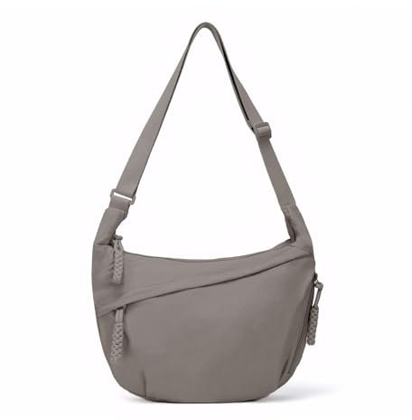 Prizmxed Borsa a tracolla da donna, grande, grande capacità, spallacci regolabili, design semplice e versatile, grigio.
