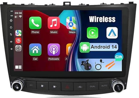 Android 14 Radio de Coche 9 Pulgadas Pantalla Táctil 2 DIN para Lexus LS 2005-2012 con Carplay Inalámbrico Android Auto Bluetooth GPS FM WiFi USB Apoyo Mandos Volante+AHD Cámara(U4(6+128))