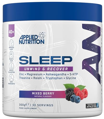 Applied Nutrition Sleep Support for Over 40s | Magnesium, Glycine, L-Theanine, 5-HTP & Adaptogens | Informed Sport – Mixed Berry (300g – 30 Servings)