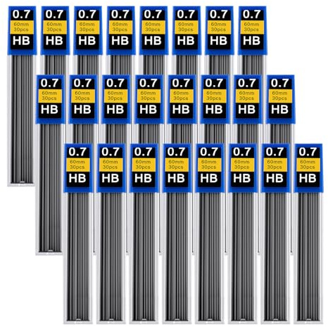 720 pcs 0.7 mm Lead Refills, Mechanical Pencil Lead HB, Break Resistant Pencil Refills, Black, 24 Tubes, 30 Pieces per Tube