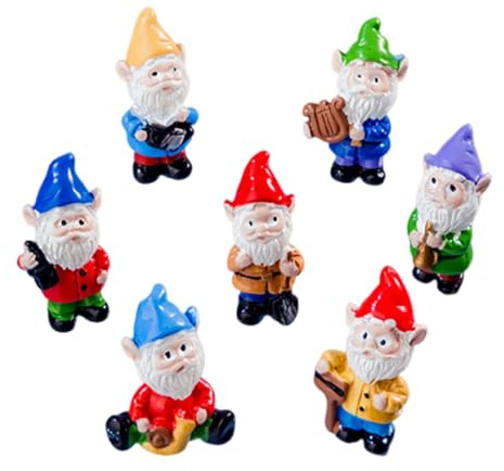 YQYCE 7 PCS 7 Zwerge, Gartenzwerg Dekoration, Miniatur Figuren für Garten, Tisch und Partydekoration, Märchenhafte Geschenkidee,Gartendekoration Zubehör,Kuchen Dekoration,2-3CM