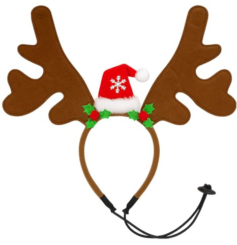 GWAWG Pet Noël Oreilles de Renne vêtements de tête, Corners Bandeau de tête de fête Cosplay Tenue pour Chien, Chiot Costume Cheveux Bonnet