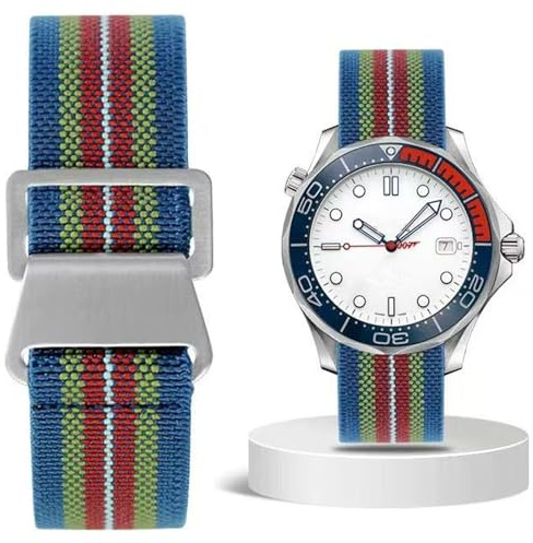 Aoeiwv French Troops Paratrooper Watch Strap 18mm 20mm 22mm 24mm Hook-and-Loop One-Piece Military Elastic Nylon Watch Band Ballistic Nylon Replacement Watch Strap for Men Women