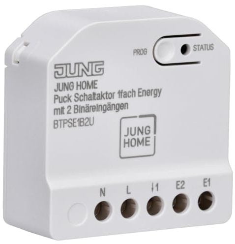 JUNG HOME BTPSE1B2U Puck Schaltaktor Energy 1-fach Unterputz | Energiemessung & 2 Binäreingänge