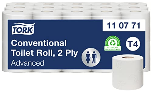 Tork Papier Toilette Rouleau traditionnel blanc T4, Advanced, 2 plis, 30 x 400 feuilles, 110771