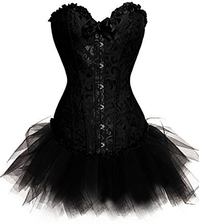 KUOSE Damunderkläder i plusstorlek burlesk korsett med tutu-kjol, halloween-outfitset