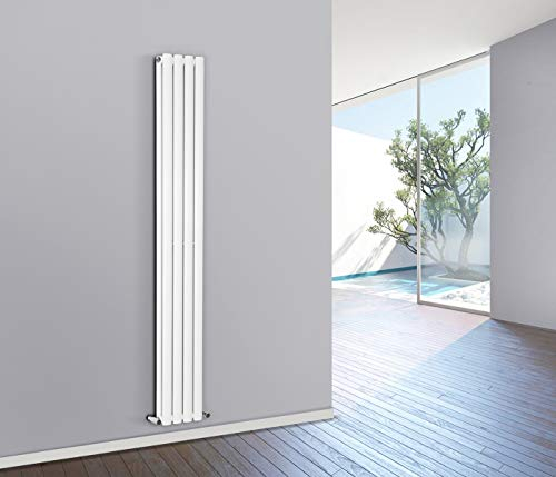 NRG White Oval Radiator Vertical 1600x236mm Double Panel Central Heating Radiators Perfect for Bathrooms Kitchen Living Room