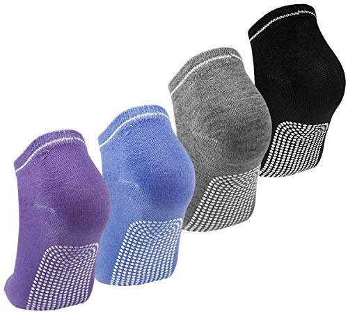 Dokpav Yoga Socken Damen Anti Rutsch Pilates Socken mit ABS-System Set von 4 Rutschfeste für Yoga Pilates Tanz Fitness Kampfsport Gym Stange 36-39 (Violett/Blau/Grau/Schwarz)