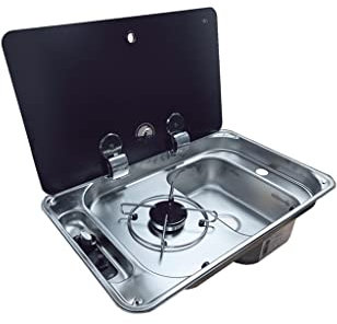 Clearcut - CAN FL1323 Right-Hand Sink with Single Hob - Full Standard Installation Kit - 20L Water Container - Campervan and Motorhome