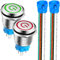 Gebildet 2pcs 19mm Interruttori a Pulsante ad Aggancio in Acciaio Inossidabile, 12V-24V 5A LED 1NO1NC SPDT ON Off Interruttore a Levetta Impermeabile con Spina a Filo (Rosso + Verde)