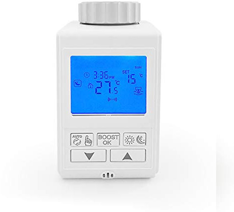 aixi-SHS Zigbee Thermostat de radiateur Intelligent Écran LED de contrôle de la température de Chauffage Compatible avec Amazon Alexa - Smart Life APP Control (Besoin d'un hub Zigbee, Non Inclus)