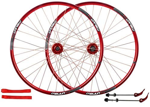 LHHL Fahrrad Laufradsatz 26 Zoll MTB Fahrrad Vorder- Und Hinterrad Doppelwandige Alufelgen Scheibenbremse Kassettenschwungradnabe 7/8/9/10 Geschwindigkeit 32H (Color : Red, Size : 26inch)