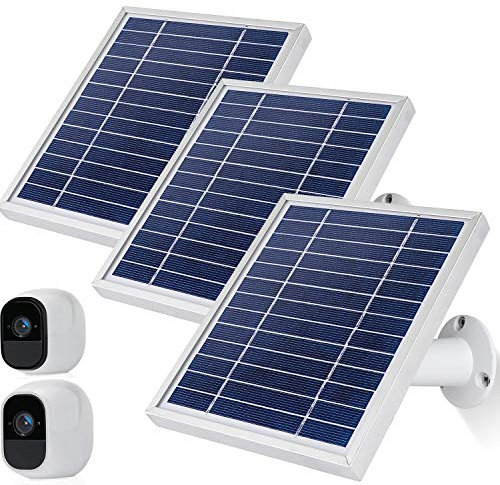 iTODOS Le panneau solaire fonctionne pour les caméras Arlo Pro et Arlo Pro2, câble d'alimentation de 3,6 m et support réglable (3 pièces, argenté)