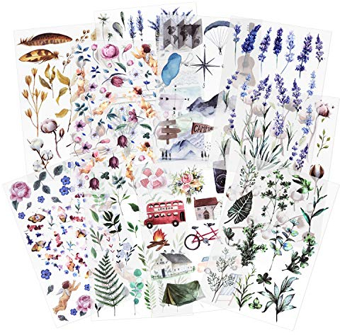 10 Blätter Transferaufkleber einreiben Sammelalbum Aufkleber Blumenaufkleber Dekorationsplaner Aufkleber Pflanzenaufkleber für Scrapbooking Tagebuch Album Bullet Journals DIY Arts and Crafts (Eden)