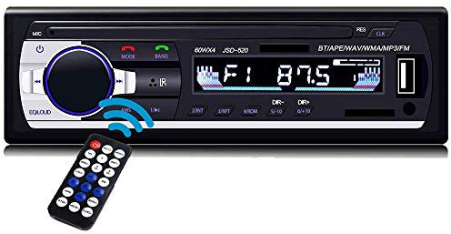 POFET In-Dash Ricevitore Audio Stereo per Auto BT con Ingresso Aux Adattatore Radio FM Supporto per Lettore MP3 per Auto Aux in TF Card Ricevitore AUX per Auto USB + Telecomando Wireless JSD520