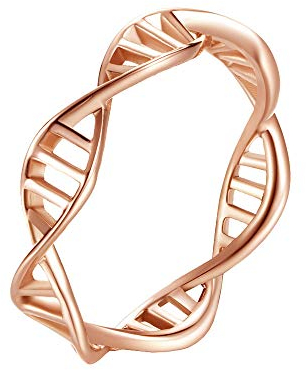 OAKKY Damen Kreativ Minimalismus DNA Molekül Twist Seil Doppelhelix Ring Edelstahl Desoxyribonukleinsäure Roségold Größe 52 (16.6)