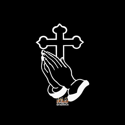 myrockshirt Kreuz mit betenden Händen ca 18cm Christ Gott Jesus Glaube Aufkleber Sticker Autoaufkleber Profi-Qualität Sticker UV-fest