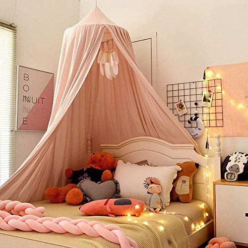 Baby Baldachin Betthimmel Kinder Babys Bett Baumwolle Hängende Moskiton für Schlafzimmer Ankleidezimmer Spiel Lesen Zeit Höhe 250 cm (Rosa)