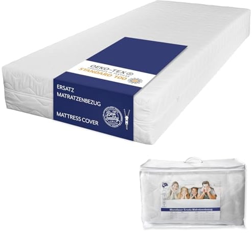 TULENA Housse de Matelas en Microfibre avec Fermeture éclair, 90x200 cm, Hauteur 26 à 28 cm, matelassée, Blanche, hypoallergénique, certifiée Öko-Tex