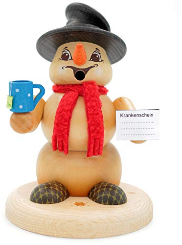 Kuhnert - Erzgebirgische Holzkunst Räuchermann Räucherfigur Schneemann 13cm - Kranker