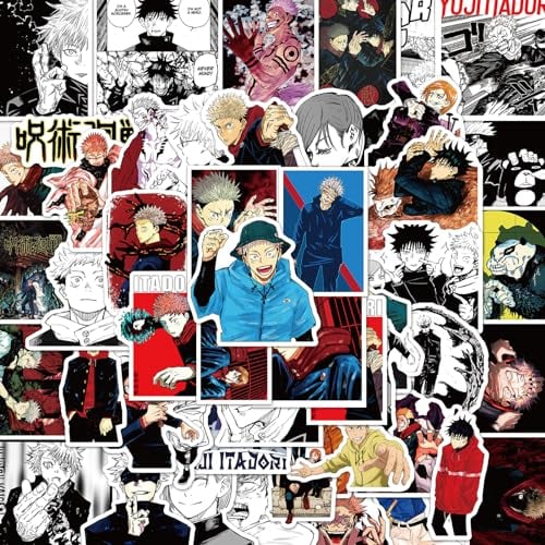 50PCS Jujutsu Kaisen Aufkleber für Wasserflasche, Japanische Anime Sticker Wasserdichtes Fahrrad Skateboard Gepäck Aufkleber Graffiti Patches Aufkleber (Jujutsu Kaisen)