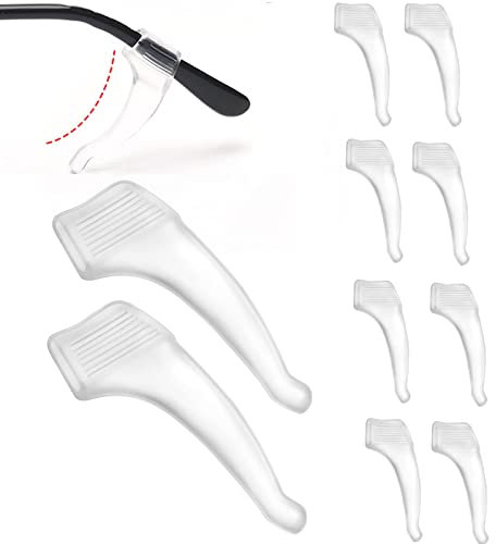 GUYAQ 5 paires de lunettes porte-lunettes anti-dérapant bouchons de lunettes poignées d'oreille retenue lunettes accessoires lunettes en silicone crochets d'oreille manchons antidérapants,Transparent