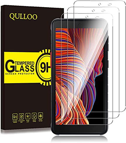 QULLOO Schutzfolie für Panzerglas für Samsung Galaxy Xcover 5 / Xcover 5 Entreprise Edition, 3 Stück 9H Härte Gehärtetes Glas HD Klar Displayschutzfolie Anti-Kratzen Folie für Xcover5