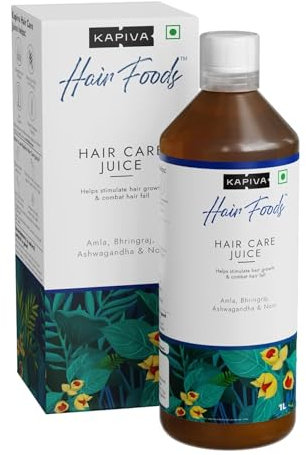 Kapiva Jus de soins capillaires | Pour la croissance des cheveux et le contrôle de la chute des cheveux | Soin des cheveux 100 % ayurvédique avec Amla, Noni, Bhringraj et Ashwagandha (1 l)