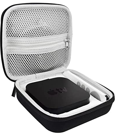 通用 Funda rígida para Apple TV 4K (32 GB / 64 GB) y control remoto Siri, negro, impermeable, diseño moderno, policarbonato, funda, bolsa, protección y transporte, uso al aire libre y diario