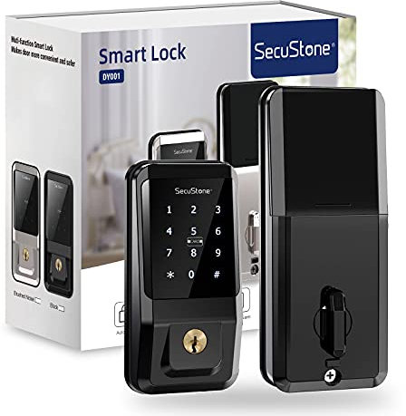 Secustone Serrature intelligenti – Bluetooth abilitato, tastiera e maniglia, catenaccio porta anteriore