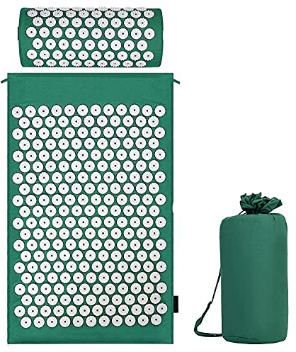 Akupressur Set Akupressurmatte mit Kissen für eine Wohltuende Entspannung und Massage, zur Erleichterung der Rückenschmerzen Kopf-Nackenschmerzen, Stimuliert Energiepunkte im Körper und Wirkt Anregend