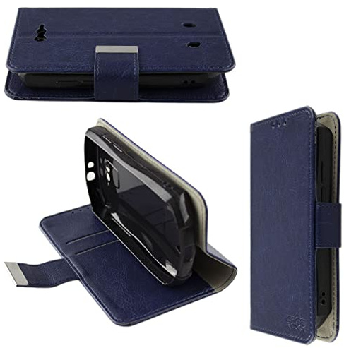 caseroxx Bookstyle Handytasche für Unihertz Titan Pocket in blau – Klapphülle mit Kreditkartenfächern, Magnetverschluss, Standfunktion & Rundumschutz
