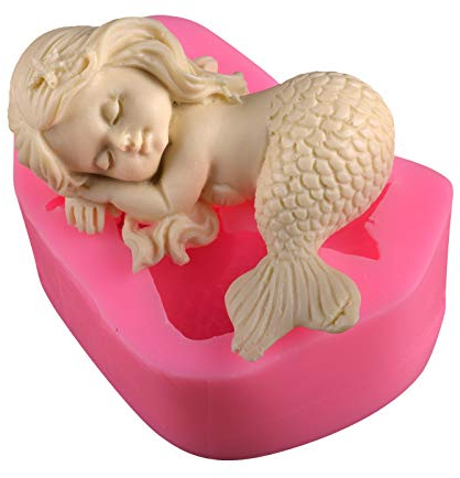 Molde para hacer jabón de silicona en forma de sirena 3D, para decoración de pasteles rosados, fondant, chocolate, caramelos, horneado, para baby shower, cumpleaños, bricolaje, regalo de Sugarcraft