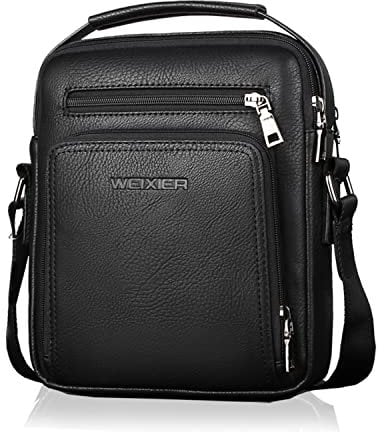 Naudamp Herren Umhängetasche Leder Umhängetasche Lässige wasserdichte Tasche Outdoor Sport Reise Handtasche