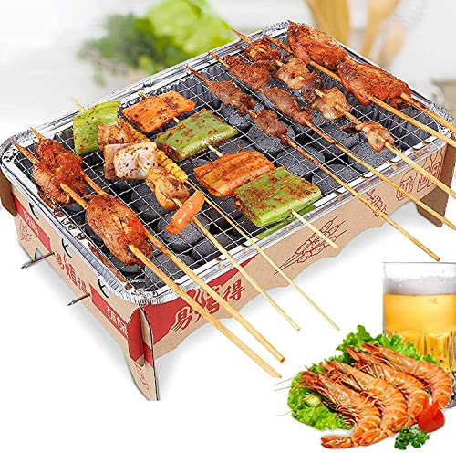LGESR Portable Barbeque Grill Instant Charcoal Grill Outdoor Picnic BBQ Stand For Meats, Vegetables, Disposable Barbeque Grill, 8.3X12.6Inch
