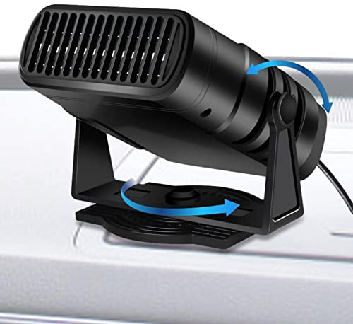 Bexdug Heizgebläse für Auto,12V/24Volt tragbare Heizung 2 in 1 Heizlüfter - Windschutzscheibenentfroster Defogger mit 360-Grad-Drehbasis für Auto, SUV, LKW, Wohnmob, Anhänger