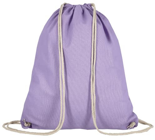 TEXXILLA 10er Pack Turnbeutel - Oeko-TEX 100 Zertifiziert | mit robusten Zugbändern | 38x46cm | Jutebeutel | Einkaufstasche | unbedruckt, Farbe:Lavendel, Größe:10 Stück